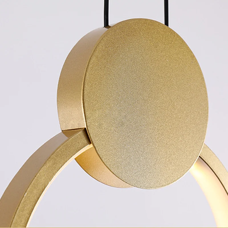 Nordic LED Pendant Light Bedside Long Modern Chandelier Bedroom Gold Brass Pendant Lamp Three-Color Dimming Decor Light Fixtures