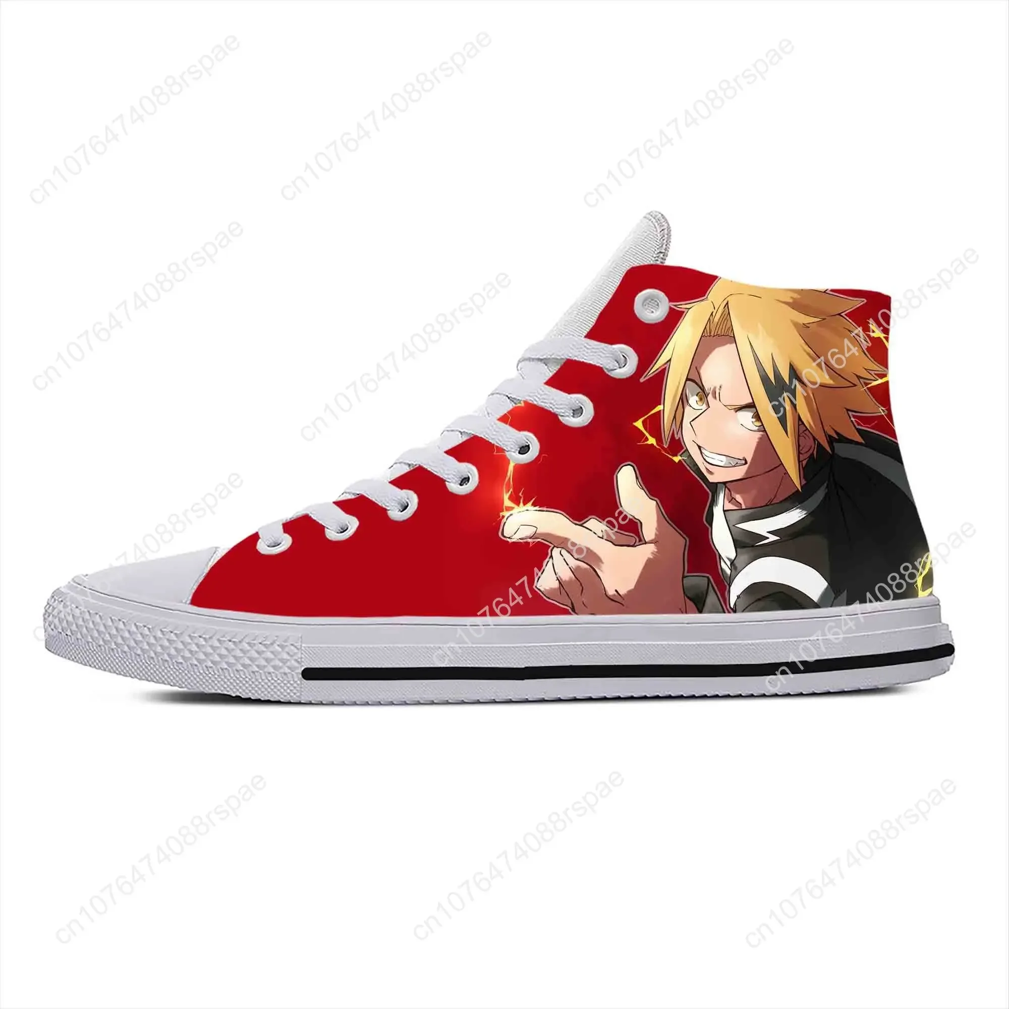 Baskets montantes respirantes pour hommes et femmes, chaussures de gril décontractées, impression 3D, My foreAcademia, Kaminari Denki, Anime Manga Comic