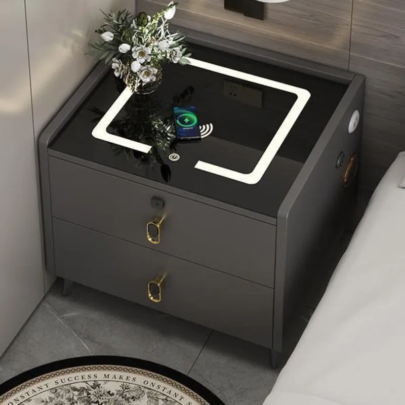 

Smart bedside table, home bedroom storage, bedside storage, safe, integrated light luxury and high-end feeling