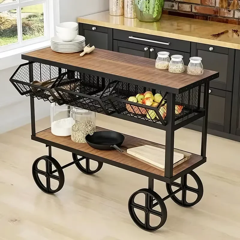 Luxury Metal and Wood Bar Cart Mobile Service Trolley for Hotel Wedding Catering