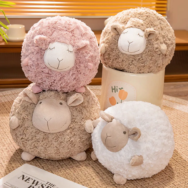 28 cm Mooie Ronde Schapen Knuffels Knuffeldier Ronde Bal Schapen Pluizige Lam Plushie Pop Zacht Kussen Kid Verjaardag Kerstcadeaus