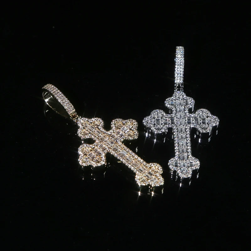 2026 Hip Hop CZ Cross Pendant Necklace For Men Iced Out Bling 5A Cubic Zirconia Classic Rock Jewelry