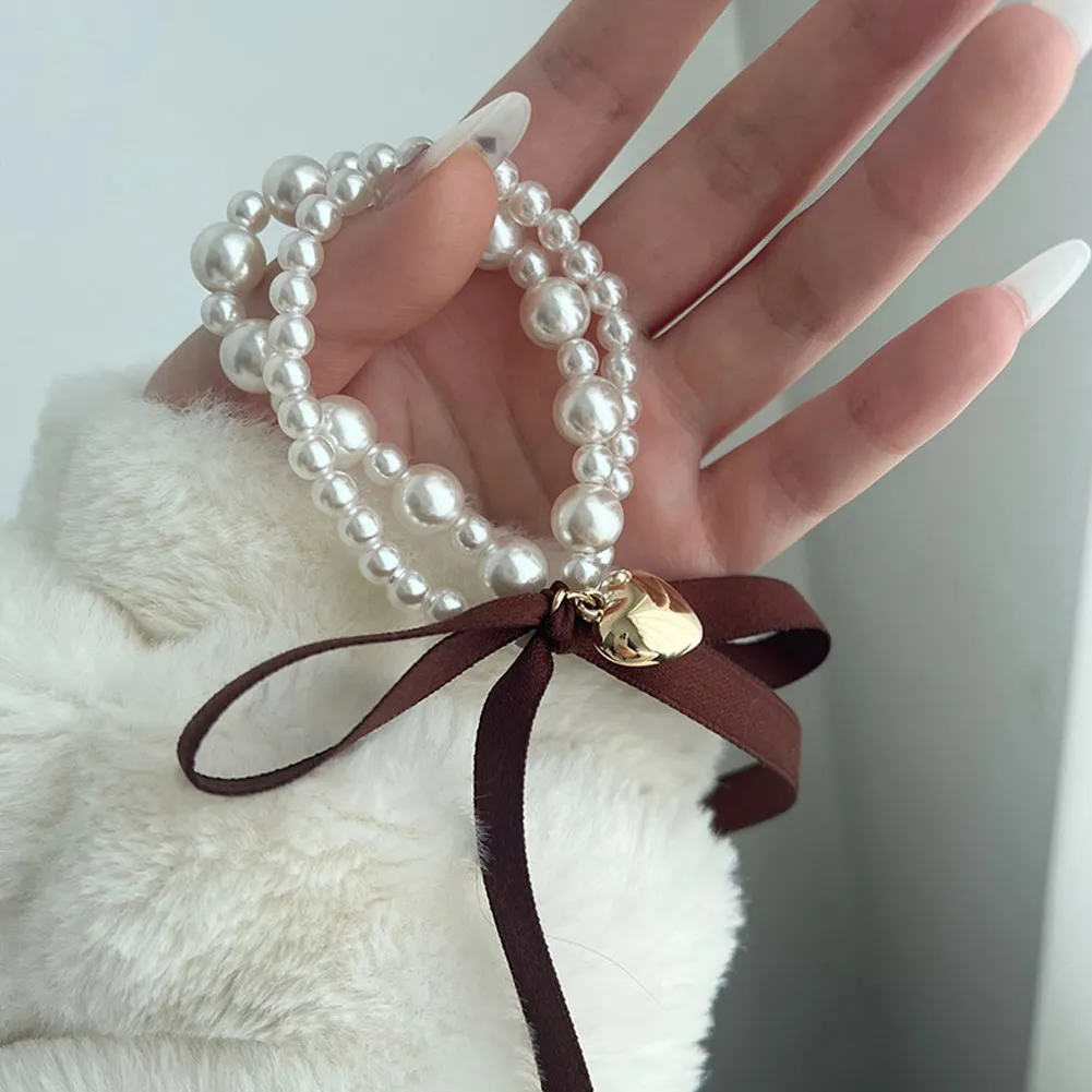 Luxury Big Elegant White Pearl Hair Ties Beads Girls Scrunchies Rubber Bands Ponytail Holders Hair Accessories Elastic Hair Band