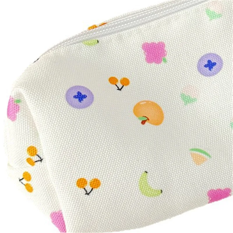 

Kawaii School Stationery Storage Bag, Cartoon Fruit Bow Design, Canvas Material and Zipper Closure for Secure Storage