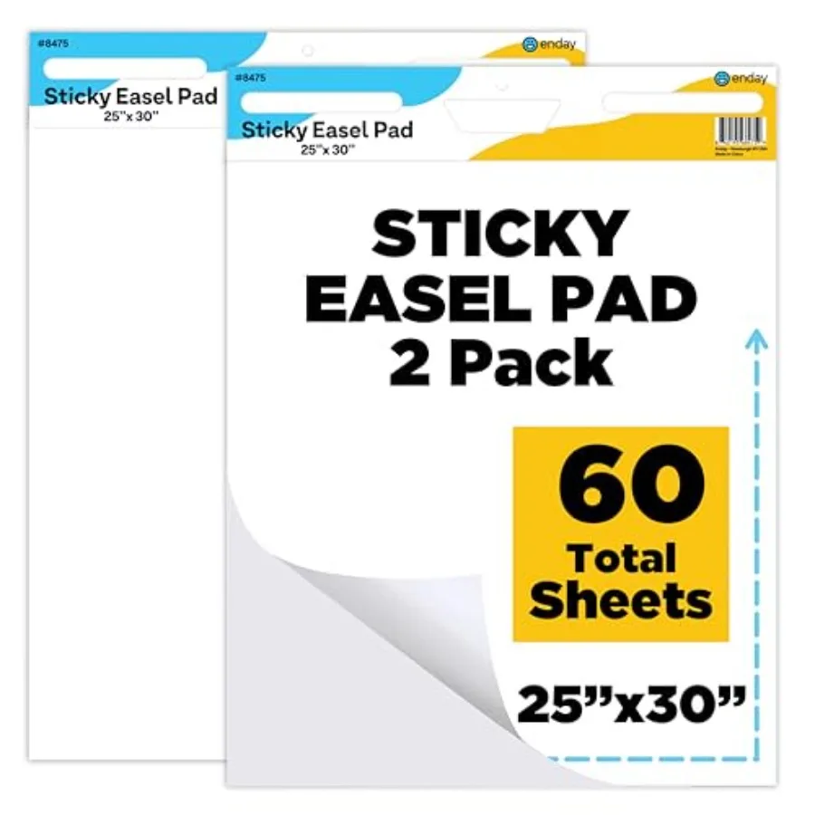

Enday Sticky Easel Pads 25"x 30" 2 Pack - Anchor Chart Paper Chart Paper for Teachers Flip Chart Paper 25 in x 30 in Easel Pape