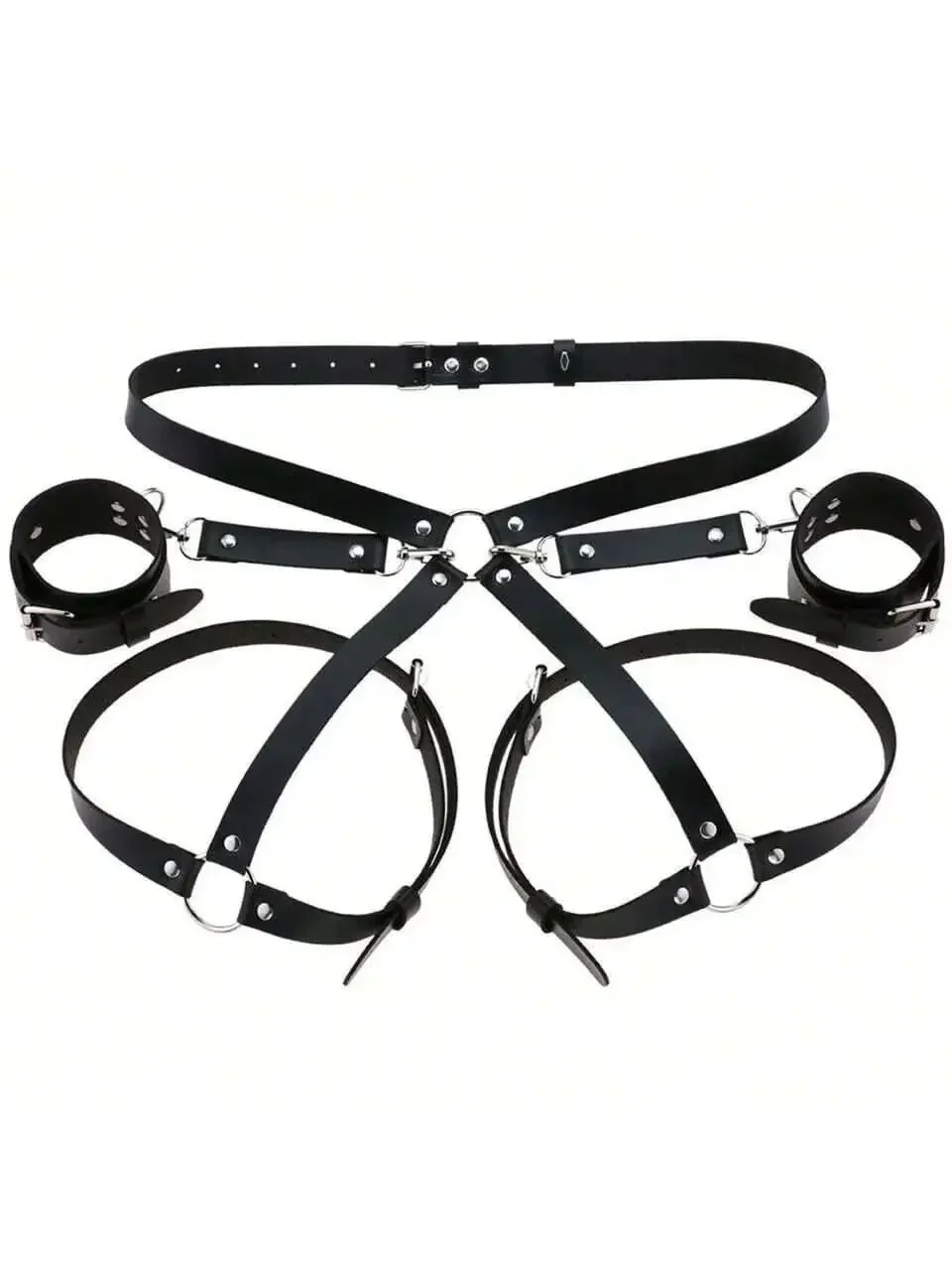 Giocattoli erotici Set BDSM in pelle Manette Gioca a coppia Imbracatura per il corpo Polsini Bondage Strap Giocattoli erotici per adulti del sesso Party Sexy Shop Секс