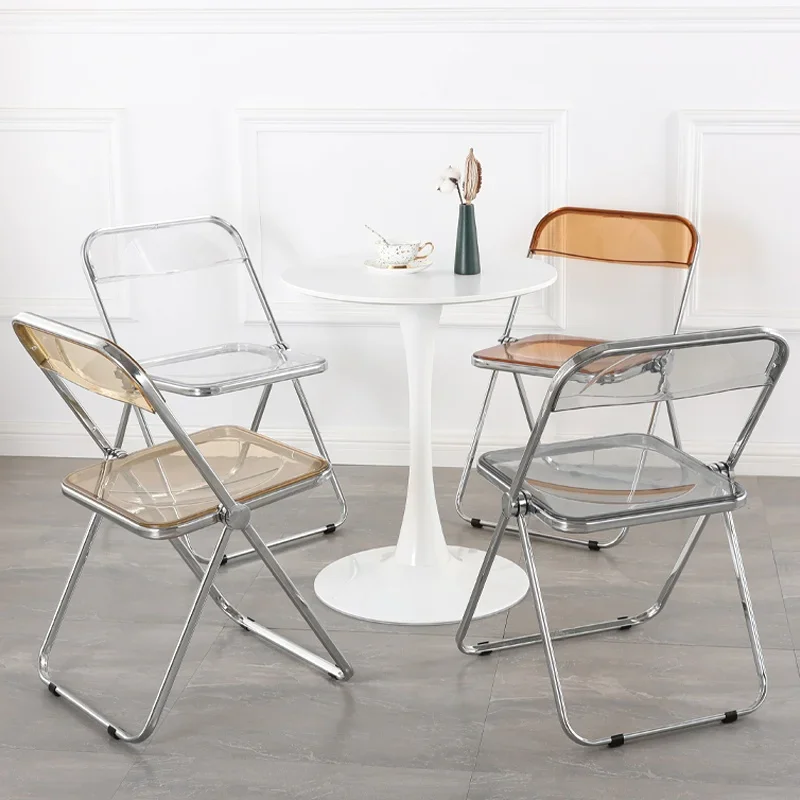 كرسي شفاف كرسي صور المشاهير على الإنترنت مقعد أنيق، كرسي أكريليك قابل للطي #5