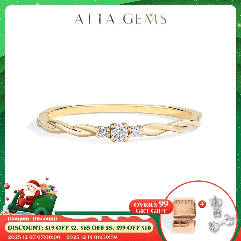 

ATTAGEMS Solid 10K 14K 18K Au750 Gold Moissanite Diamond Ring for Women Half Bind Stackable Engagement Anniversary Jewelry Gifts