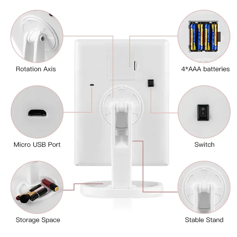 Makeup Vanity Mirror with Lights Adjustable Brightness 1X/2X/3X Magnification Touch Screen Trifold Cosmetic Mirror Women Gift