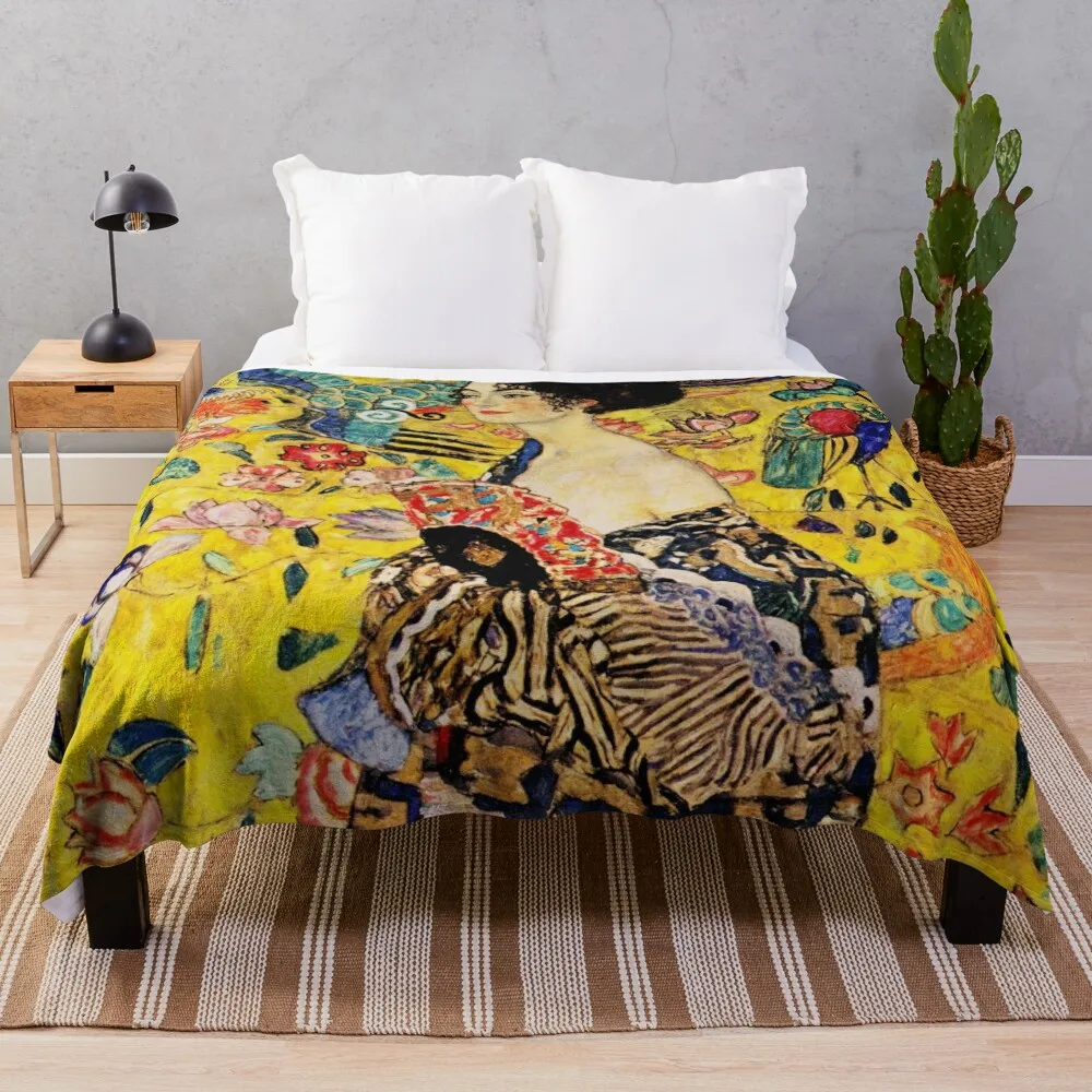 

Женское одеяло с веером | Современный плед в стиле японской моды Густава Климта, диван-кровать, мягкое одеяло