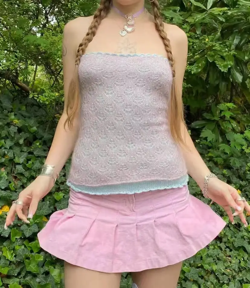 Sommerliches neues Neckholder-Design mit ärmellosem Camisole-Top für Damen, modisch und vielseitig für den Alltag. – Detail 4