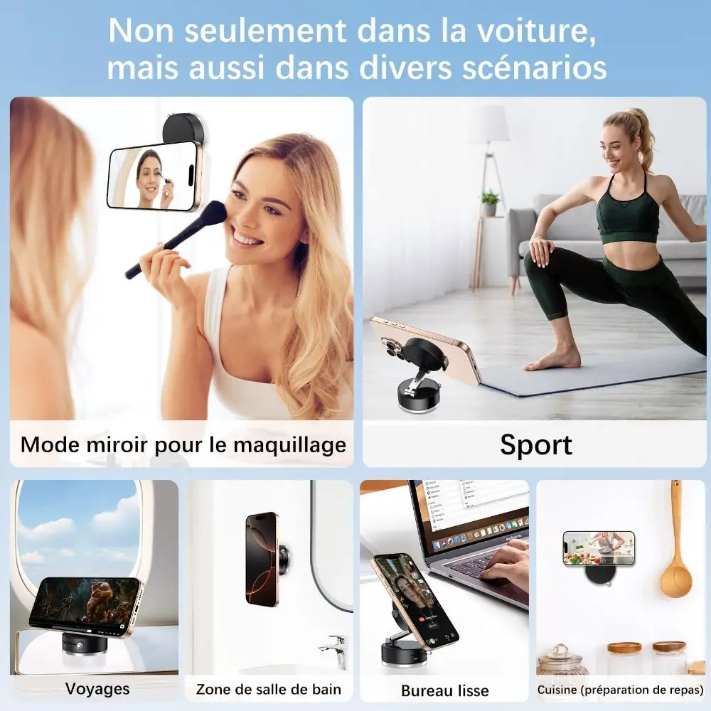 

Suction Cup Magnetic Phone Holder with Stretchable Clamp Adjustable Adsorption Bracket Foldable Rotation Car Navigation Bracket