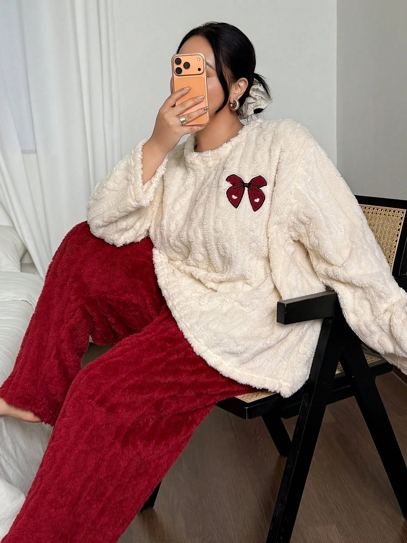 Damskie piżamy plus size 1XL-5 – Embroidery Red recenzja i cena