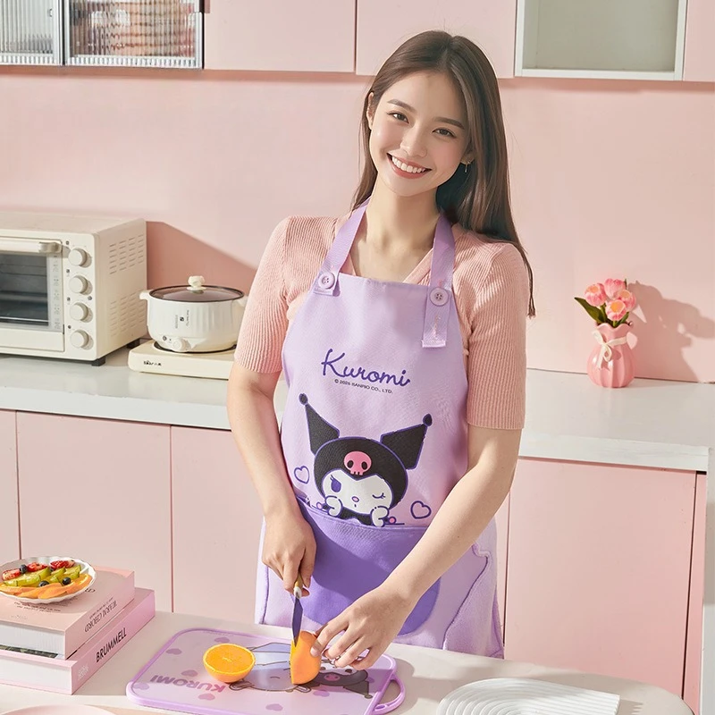 مريلة مينيسو سانريو للمنزل مقاومة للماء والزيوت، مريلة مطبخ صيفية رفيعة، مريلة مقاومة للأوساخ