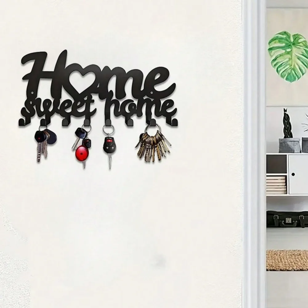 1 PC Sleek Black Metal Wall Hooks - Creative Kitchen Towel Holders for Home, Distinctive Personalized Gift for Friends & Family