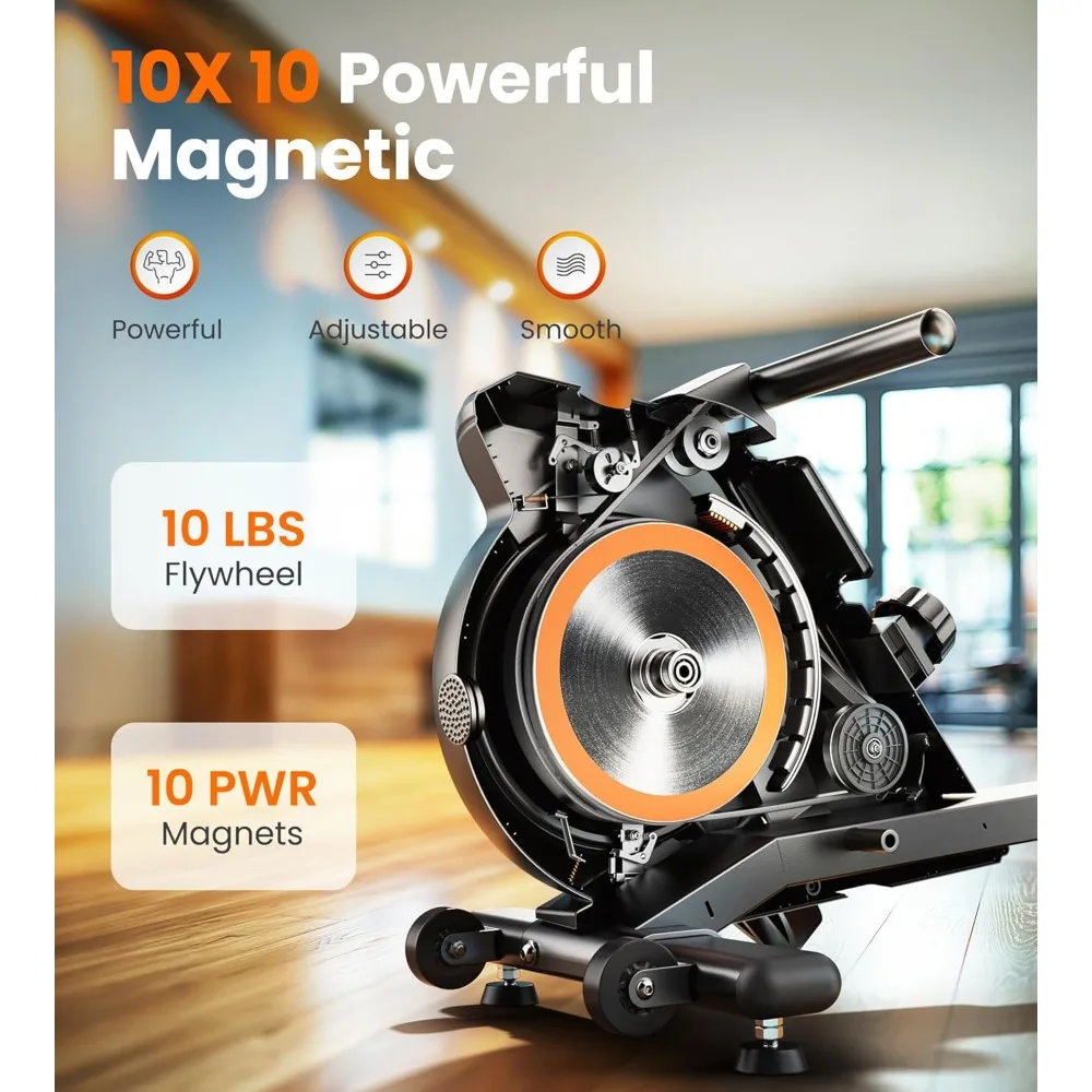 Magnetic/Water Rowing Machine 350 LB Weight Capacity - Foldable Rower for Home Use with Bluetooth, App Supported,