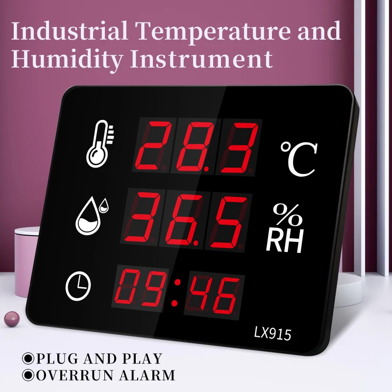 Higrometr cyfrowy zewnętrzny kryty Sauna termometr z alarmem cyfrowa ściana zegar miernik temperatury i czujnik