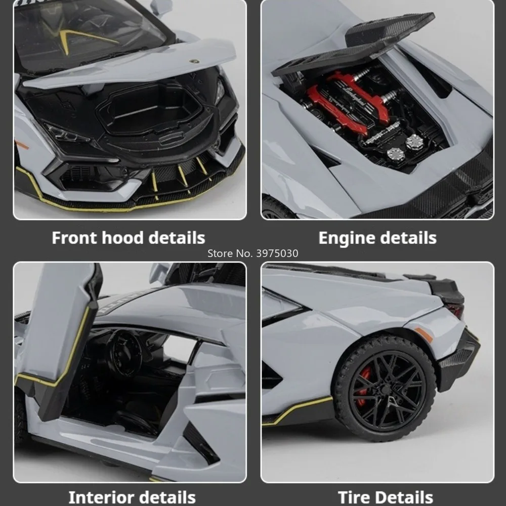1:32 Lambor Mansory Revuelto Toys Models Cars Wheel Pull Back Miniature Vehicles with Light Music Sports Car Collect Souvenirs