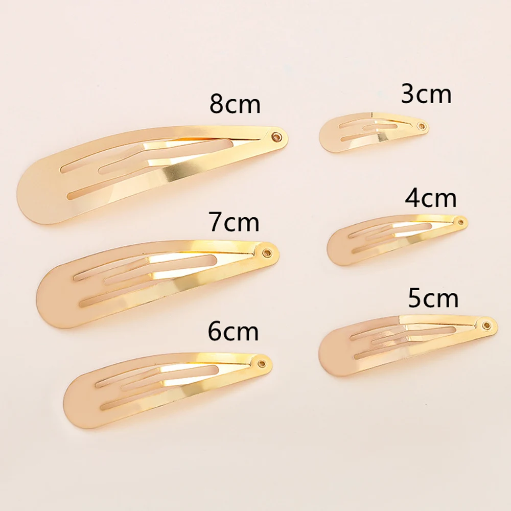 100Pcs 4cm 5cm 6cm 7cm 8cm Water Drop BB Hair Clip Gold Silver Black Snap Hairpins Barrettes for DIY Hair Accessories Headwear view 5