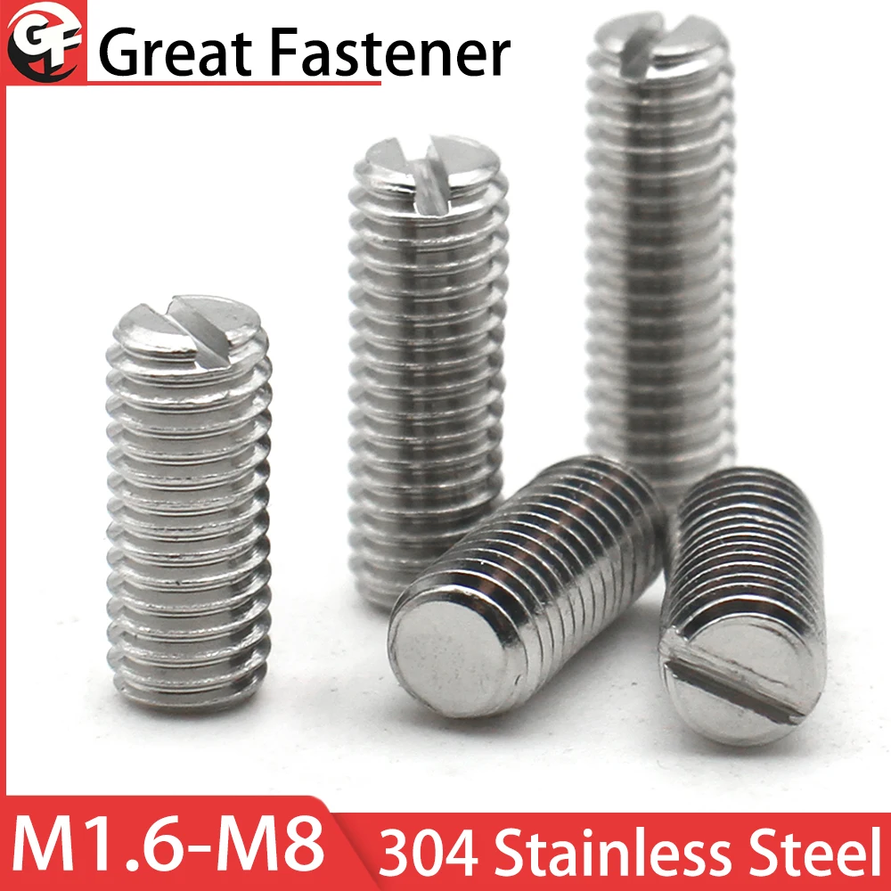

10pcs M1.6 M2 M2.5 M3 M4 M5 M6 M8 DIN551 304 Stainless Steel Slotted Flat End Set Screw Headless Machine Thread Grub Screws