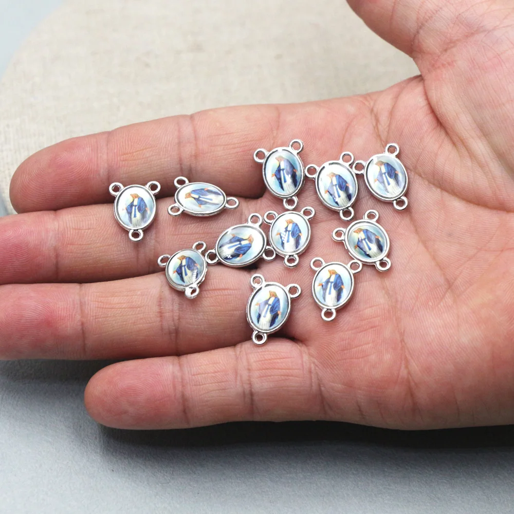 36 piezas de centro de rosario esmaltado de Nuestra Señora de Gracia, conector de rosario de la Virgen María, Medalla Milagrosa L01733