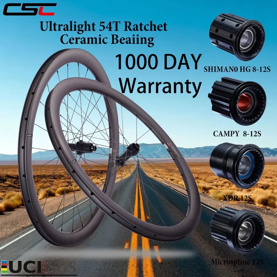 CSC 700C カーボンホイール ロードバイク センターロック 25/28/30mm