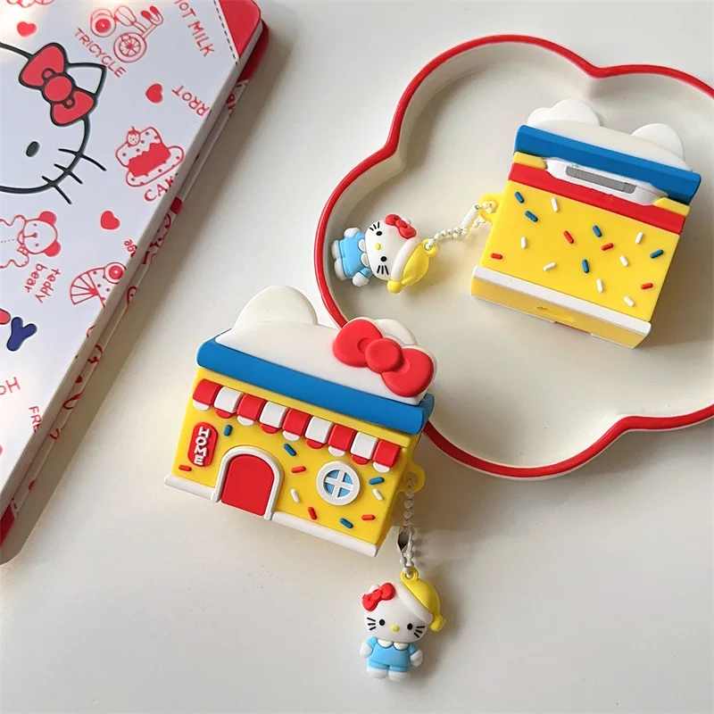 

Hello Kitty House Toy For Airpods Case,3D Cartoon Silicone Shockproof Earphone Cover For Airpods Pro 2 Case/Airpods 1/2/3/4 Case
