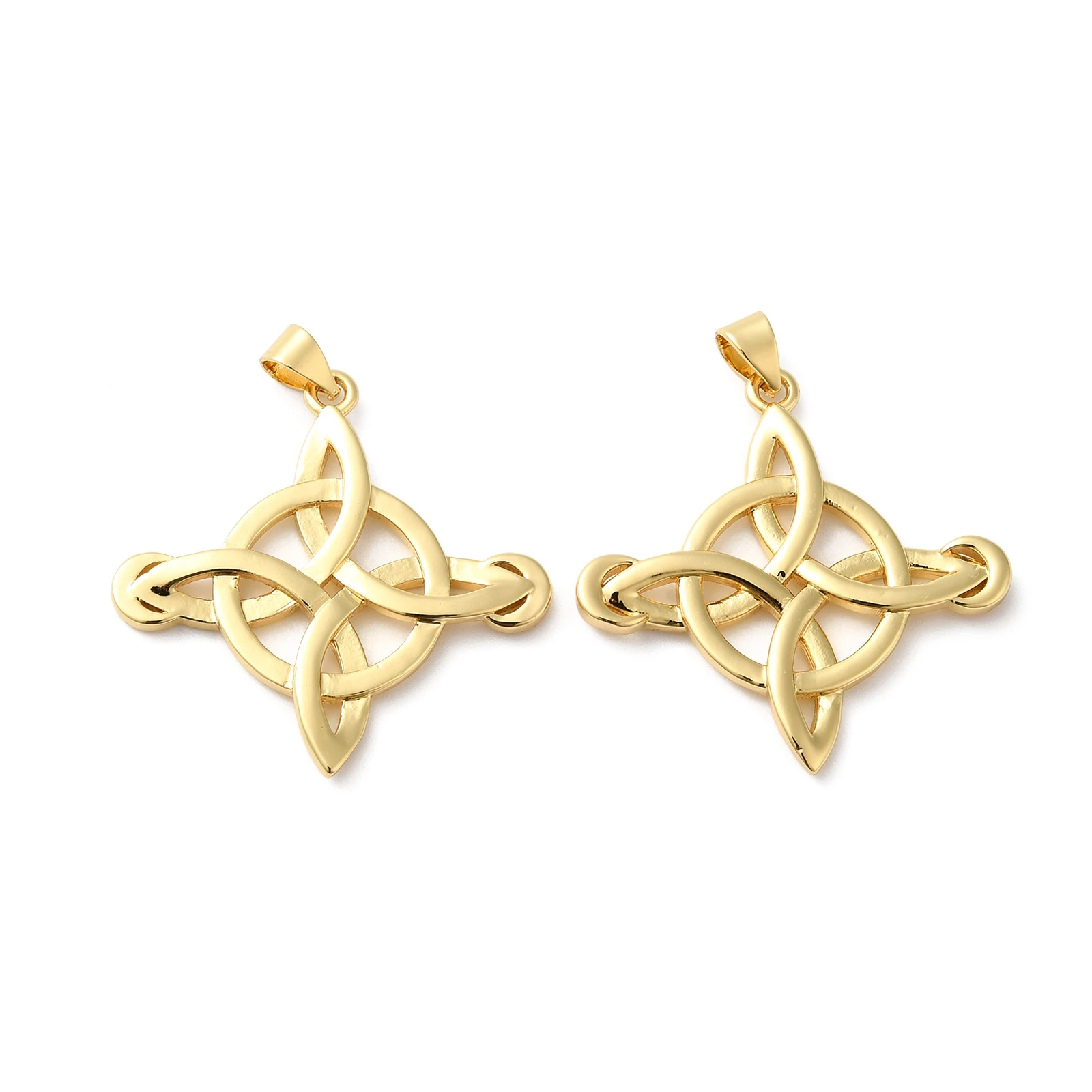 10pcs Witch Knot Charms Brass Pendants Real 18K Gold Plated For Bracelet Necklace Choker Jewelry Making Accessories  30x30x2.5mm