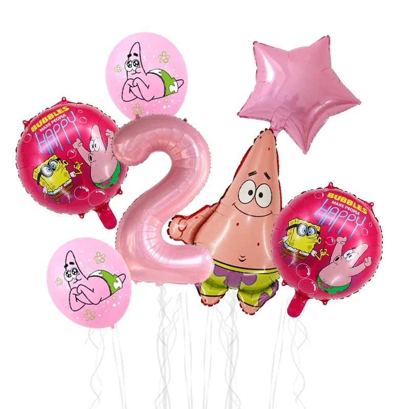 7-teiliges SpongeBob Schwammkopf Ballonset Geburtstagsparty Luftballons Heliumballons Junge Mädchen Babyparty Partyzubehör – Detail 2