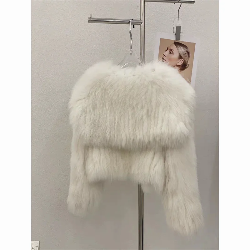 Women Fur Coat 2026 Winter Fox Hair Car Strips Imitation Fur Coat Short Fashion Versatile Navy Leader Fur Jacket Overcoat Female