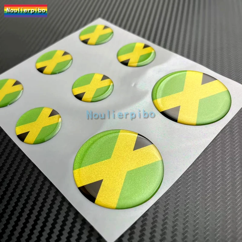 3D Car Sticker Jamaica Logo Sticker Gel Dome Resin Sticker 8 Piece Set Decal Helmet Car Helmet Trolley Case Laptop Phone Decal