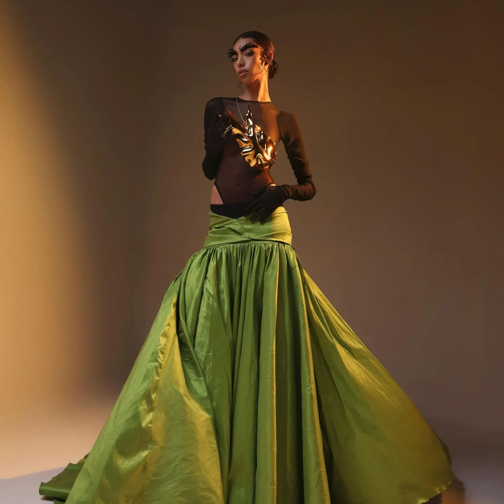 

Драматичная оливково-зеленая юбка с завышенной талией и бантом, атласная юбка-русалка в пол, для вечерних мероприятий, бальных танцев, готический стиль, женская, для торжественных случаев