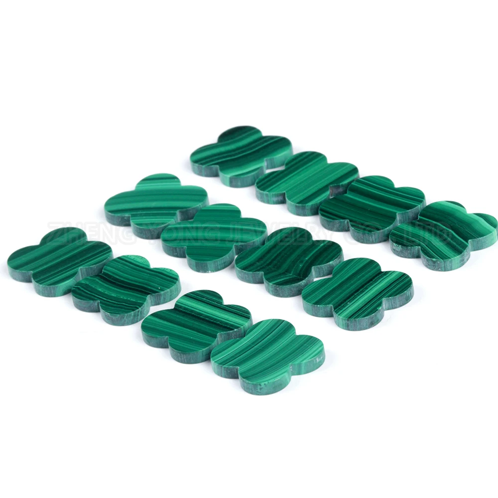 Natural Malachite Beads for Jewelry Making Four Leaf Clover Beads Green Stripe Gemstone