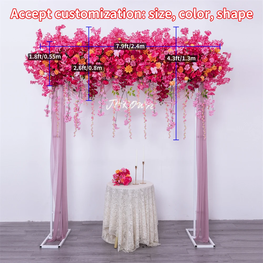 2.4m Pink Flower Arrangement Wedding Backdrop Decoration Fleurs Artificielles Mariage Rose Peony Cherry Blossom Window Display