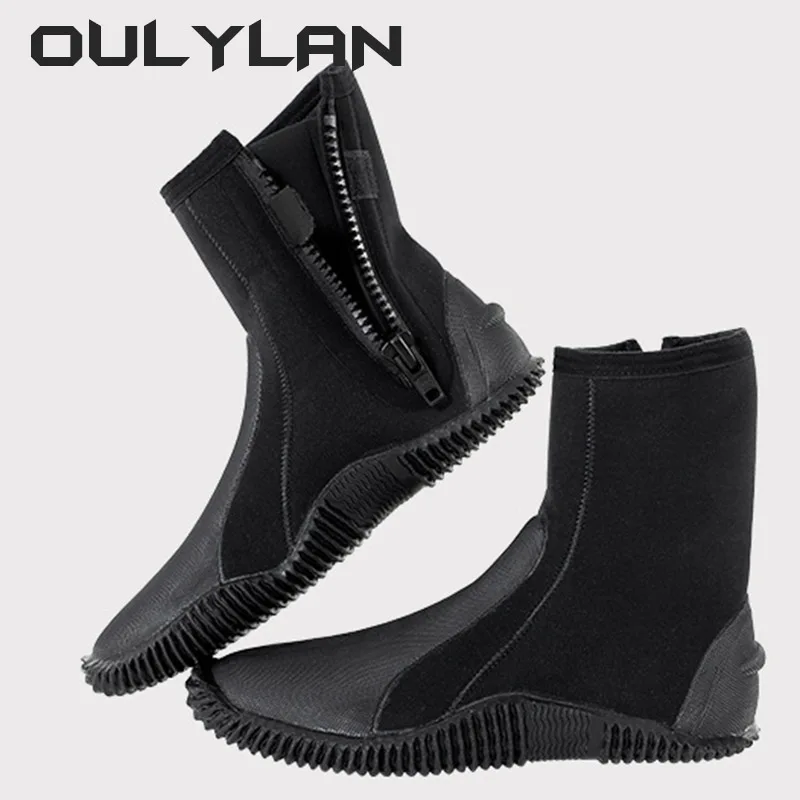 Oulylan 5MM Neoprene Scuba Diving Boots Water Shoes Vulcanization Winter Cold Proof High Upper Warm Fins Spearfishing Shoes