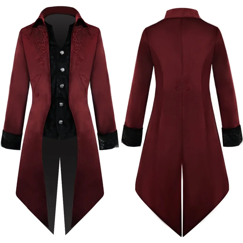 Punk Sle Mid-Length loween Costume Men's Renaissance Tailcoat Vintage Faion Polyester Material Traditional Chinese Ope...