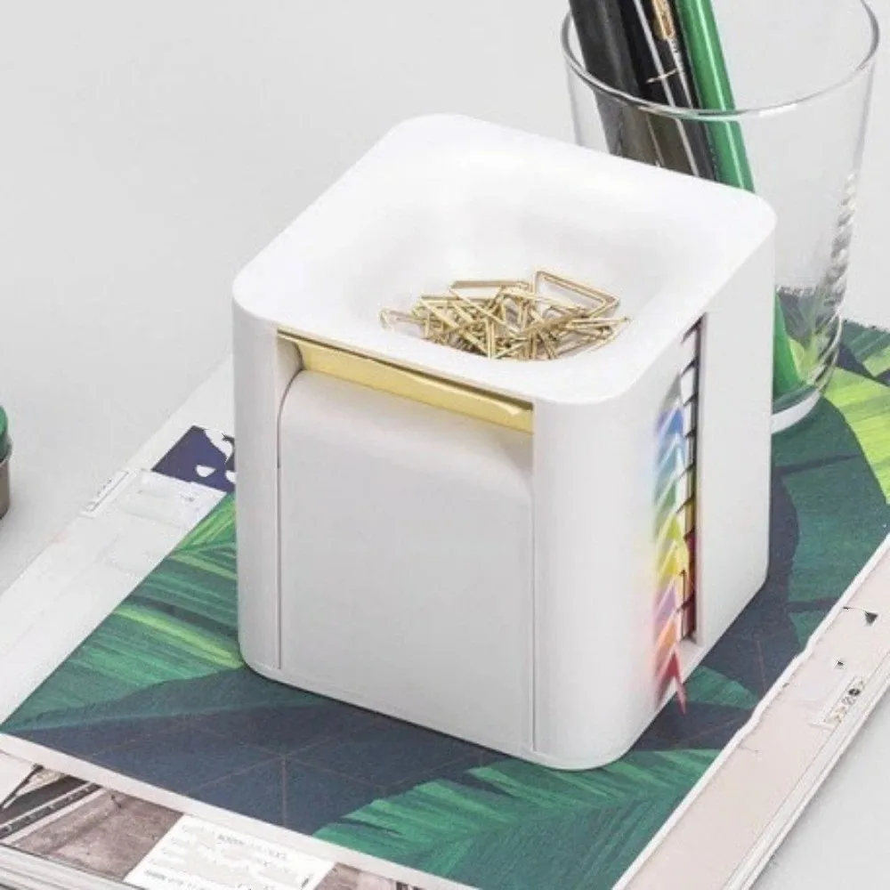 5-in-1 Sticky Note Dispenser Plastic Magnetic Paperclip Absorb Memo Pad Storage Box Space-Saving Efficient Sticky Note Holder