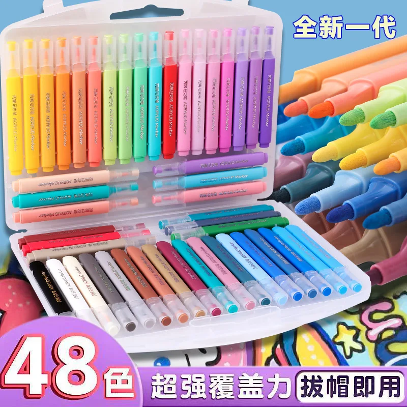 

Acrylic marker 12\ 18 color children's painting set 48 color DIY graffiti watercolor pen student acrylic pen wholesale