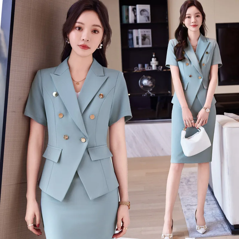 2025New High-End Elegant Professional Suit Formal Hotel Reception Workwear Short Sleeve Blazer for Women Summer