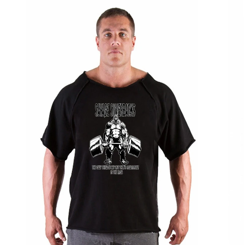 Men\'s T Shirts Fitness Men Bodybuilding Shirt Batwing Sleeve Rag shirt Gym Fitness Muscle Running T shirt