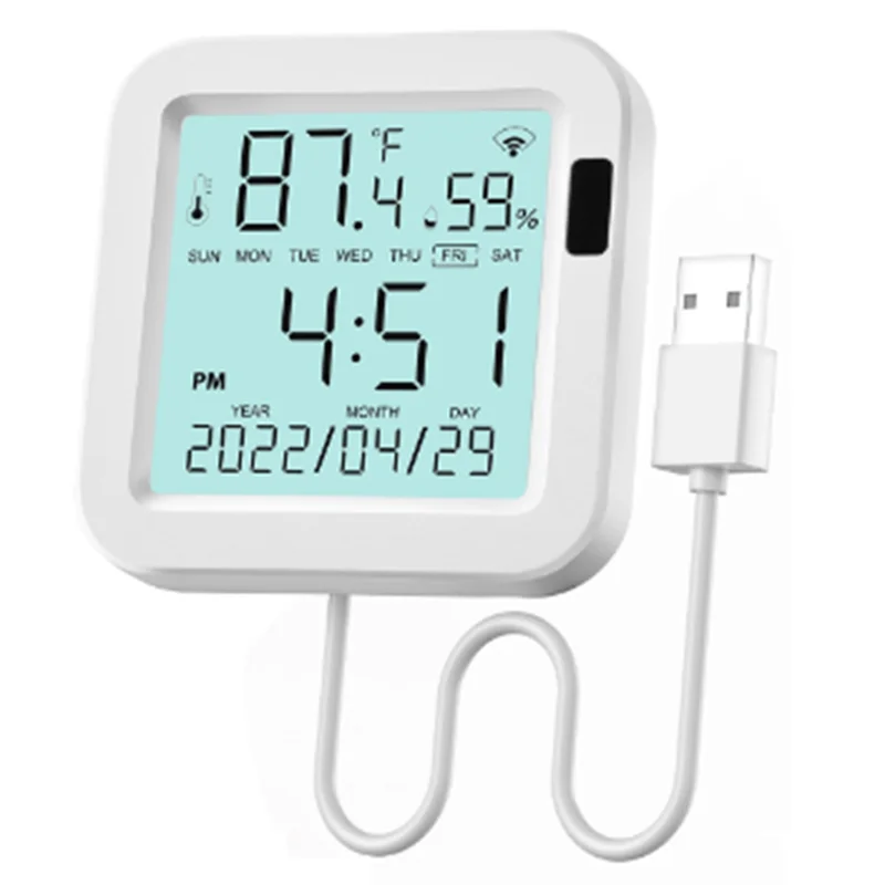 AC56-Tuya مستشعر درجة الحرارة والرطوبة مع إضاءة خلفية للمنزل الذكي Var Wifi Smartlife لمساعد Alexa Google #2