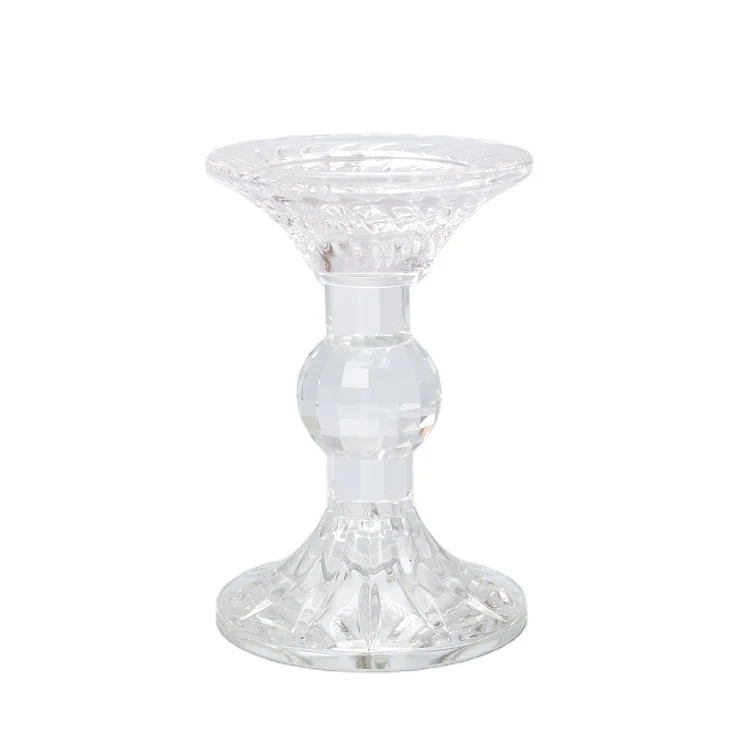 Portable Classic Crystal Glass Candle Holder Dining Table Solid Crystal Candlestick