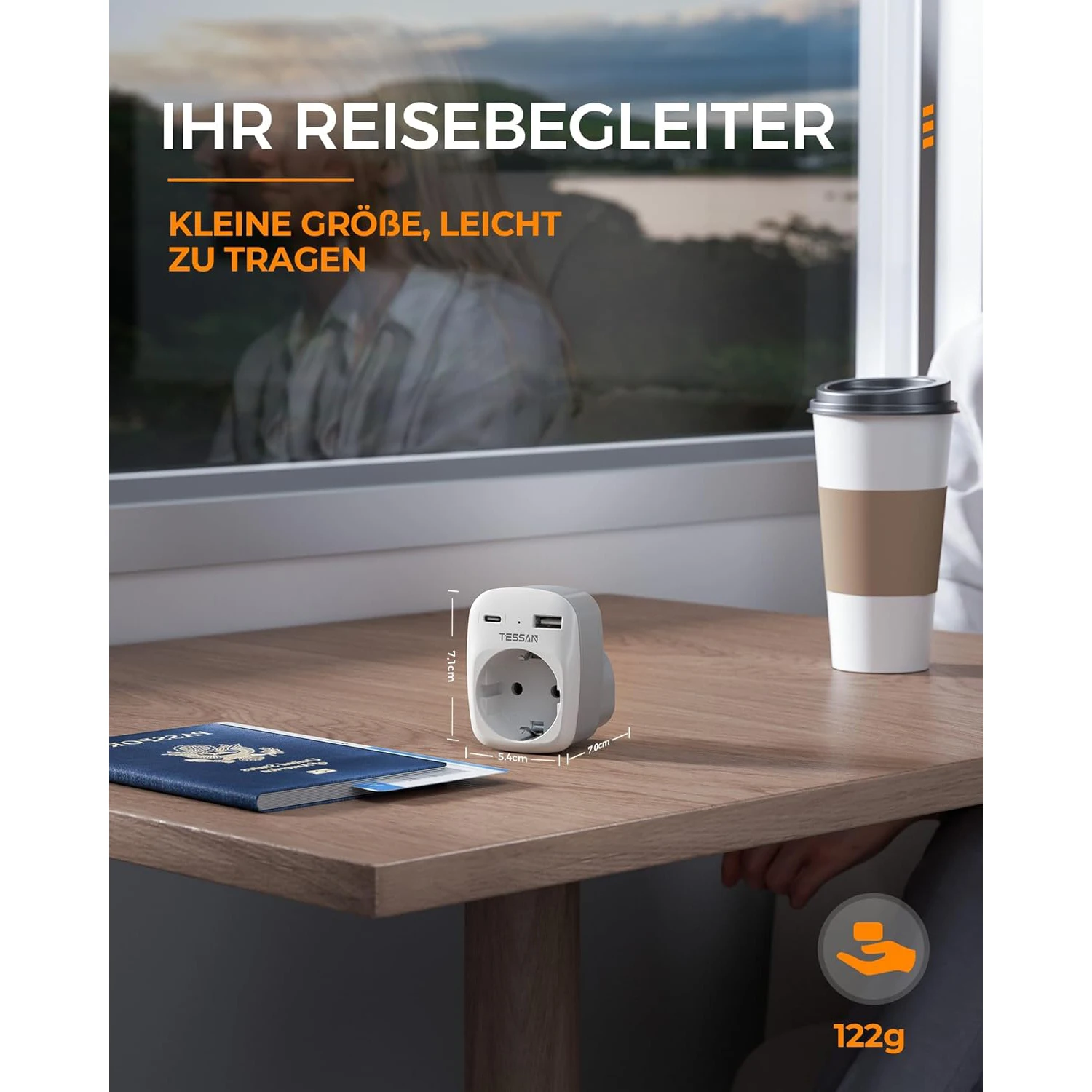 Дорожный адаптер TESSAN из ЕС в Великобританию с 1 розеткой 2 портативными настенными розетками USB типа C для Великобритании, Ирландии, Шотландии, британской вилкой типа G