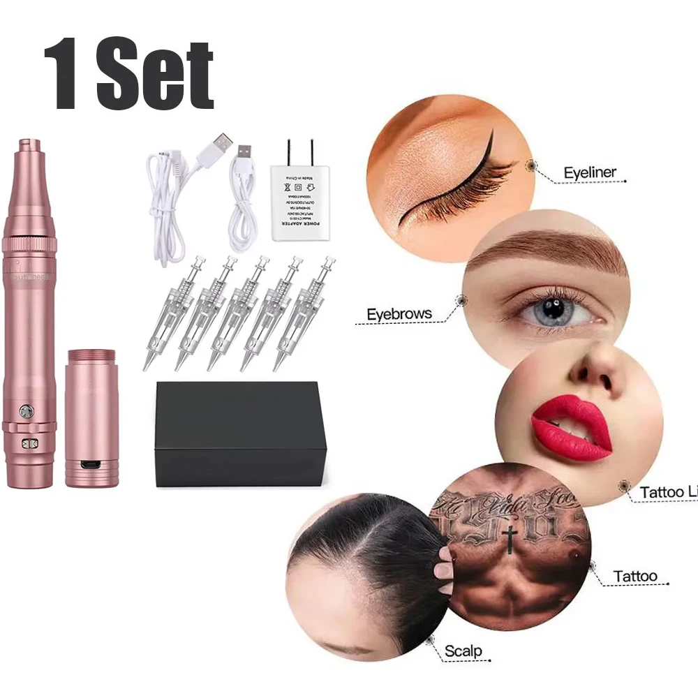 Wireless PMU Machine Permanent Makeup for Eyebrows Miroblading Eyeliner Lip Microshading Professional Rotary Tattoo Pen Kit