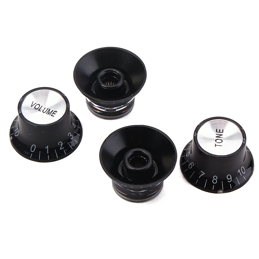 4 قطعة غطاء مقبض حجم الجيتار الألومنيوم الاكريليك لاستبدال حجم باس الكهربائية نغمات التحكم المقابض أجزاء الغيتار