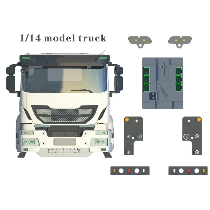 1/14 Mud Head Drag Lamp Control Set For Iveco Special Series Magic Bean Model For Tamiya  RC Trailer Tipper Car Parts