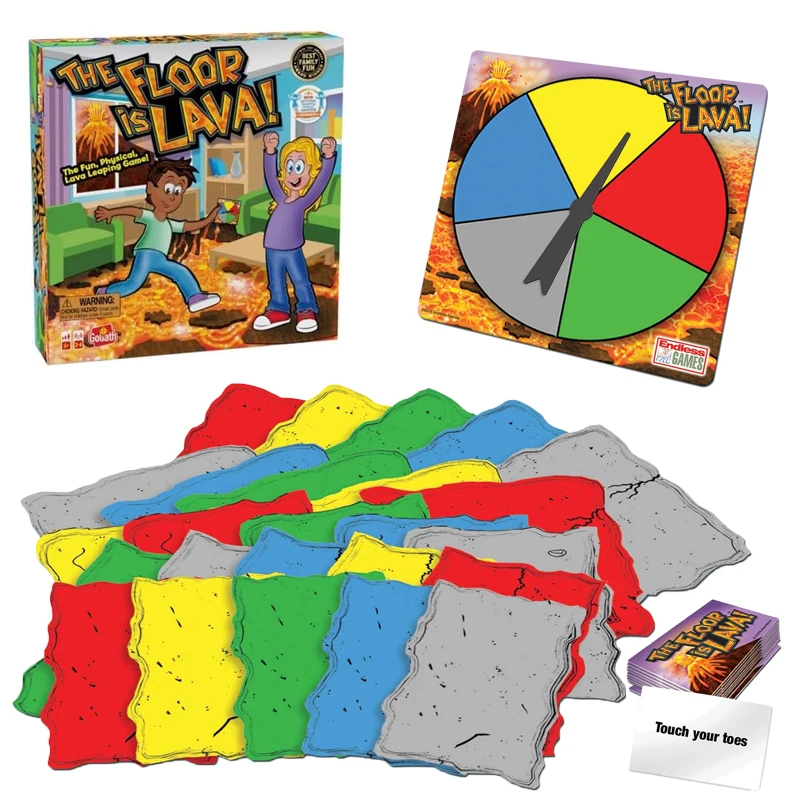 

The Floor Is Lava Board Game Volcano Family Party Turntable Card Set Interactive Game for Kids and Adults Indoor /Outdoor Safe