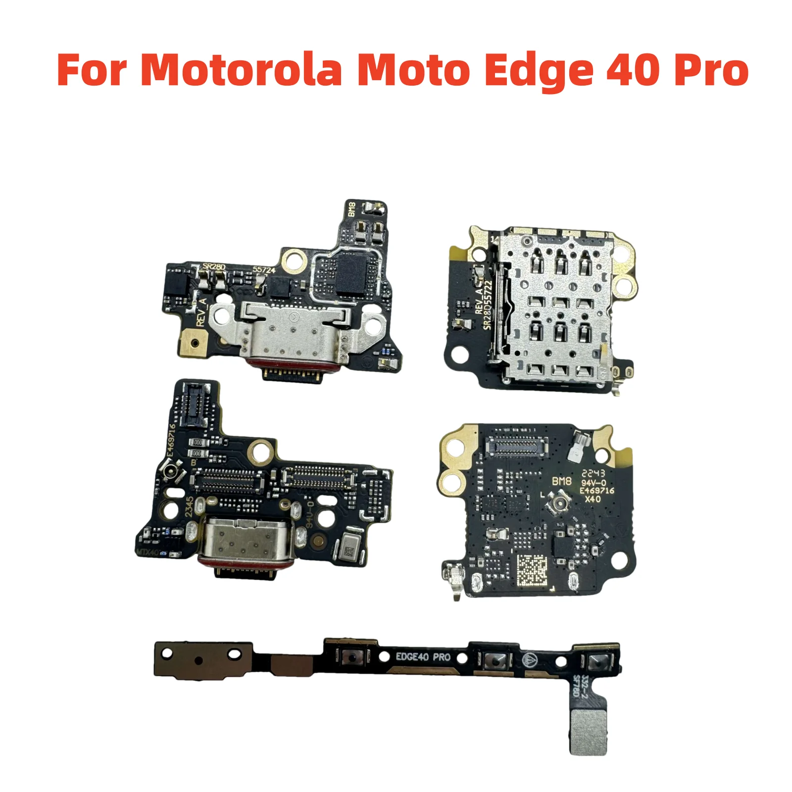 

USB-разъем для док-станции для зарядного устройства, порт для зарядки для Motorola Moto Edge 40 Pro, плата SIM-карты, гибкий кабель для громкости питания
