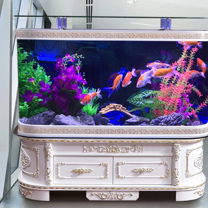 

Fish Tank Ecological Glass Aquarium against the Wall Living Room Home