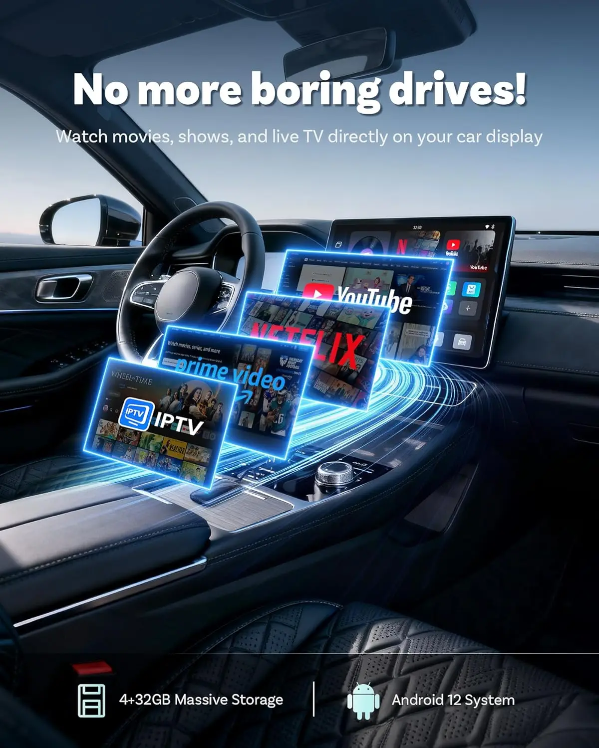 محول Play2Video Ultra 2026 اللاسلكي CarPlay Android Auto، صندوق بث AI مع Netflix/YouTube/IPTV وتشغيل USB #2